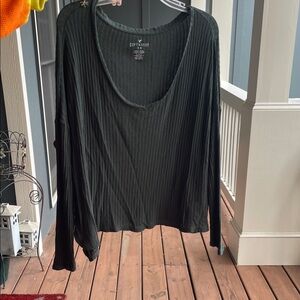 American Eagle Soft and Sexy Women's Dark Green Ribbed Top